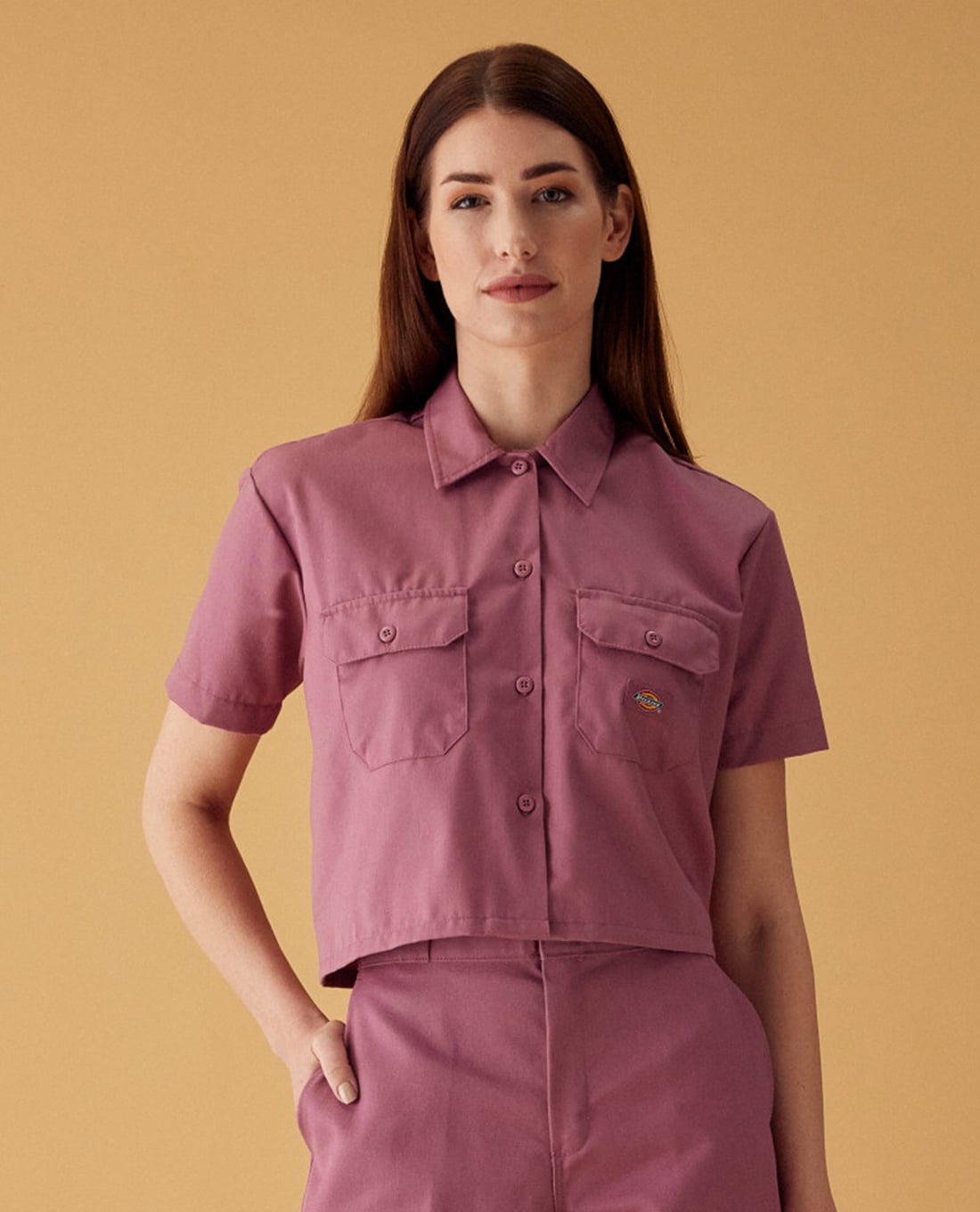 DICKIES - Áo sơ mi nữ phom croptop tay ngắn trẻ trung