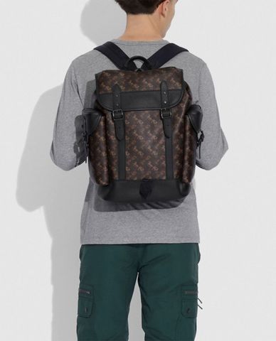  COACH - Balo nam da nắp gập Hitch With Horse & Carriage Print 