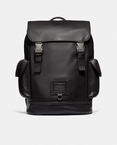  COACH - Balo da nam hai khóa cài Rivington 