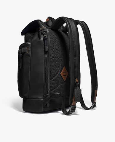  COACH - Balo nam da nắp gập phối dây rút Pacer Utility 