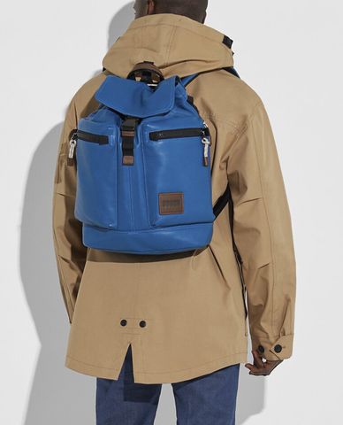  COACH - Balo nam da nắp gập phối dây rút Pacer Utility 