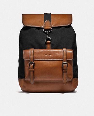  COACH - Balo nam vải phối da nắp gập Zaino Bleecker 