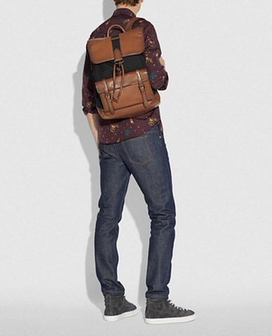  COACH - Balo nam vải phối da nắp gập Zaino Bleecker 