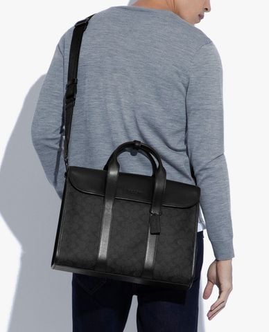  COACH - Cặp xách nam chữ nhật Gotham Portfolio In Signature Canvas 