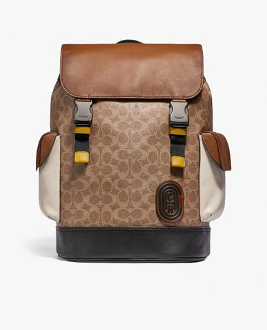  COACH - Balo nam da nắp gập họa tiết logo Rivington 