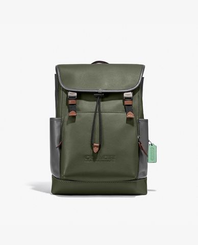 COACH - Balo nam da nắp gập League Flap In Colorblock 