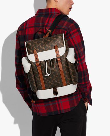  COACH - Balo nam da nắp gập rút dây thời trang 