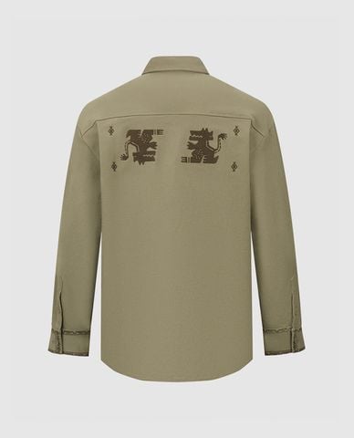  URBAN REVIVO - Áo sơ mi nam cổ bẻ tay dài Bottom Up Loose 