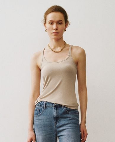  URBAN REVIVO - Áo hai dây nữ cổ chữ U thời trang Cami 