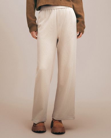  URBAN REVIVO - Quần nữ ống rộng lưng thun hiện đại 