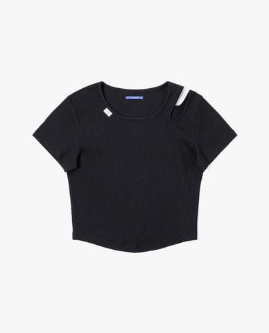  LEE - Áo croptop nữ cổ tròn tay ngắn Indigo Seasonal 