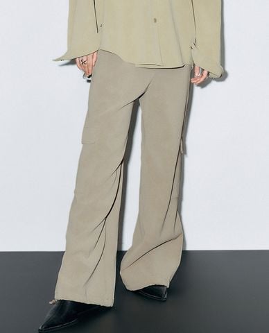  URBAN REVIVO - Quần nữ ống rộng phối dây rút hiện đại 