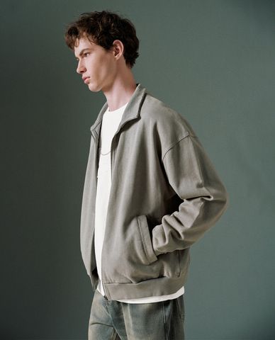  URBAN REVIVO - Áo khoác thể thao nam tay dài Zip Front Loose 