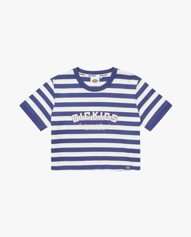  DICKIES - Áo croptop nữ cổ tròn tay ngắn hoạ tiết sọc ngang 