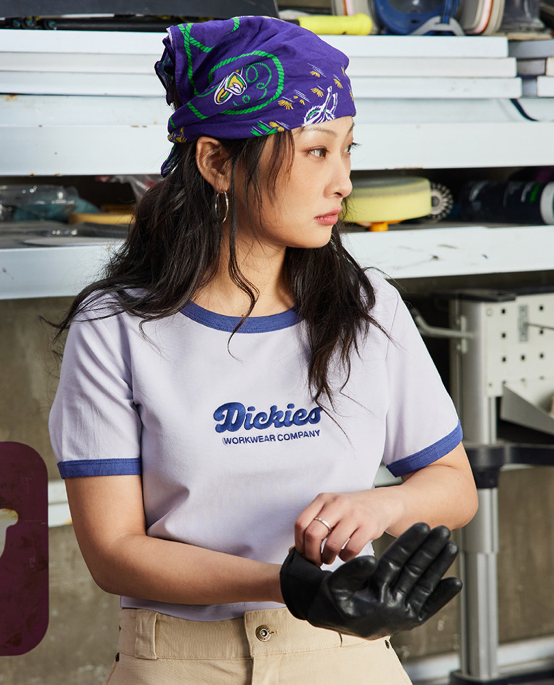 DICKIES - Áo croptop nữ cổ tròn tay ngắn Lewistown Ringer