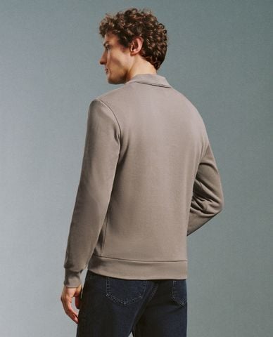  URBAN REVIVO - Áo polo nam cổ bẻ tay dài Button Half Placket Straight 