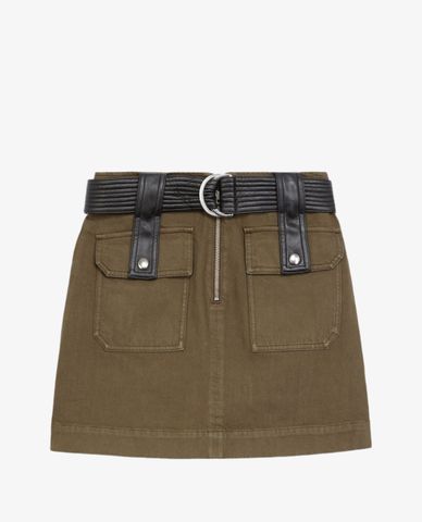  THE KOOPLES - Chân váy mini túi hộp phối zip Short Khaki 