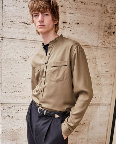 THE KOOPLES - Áo sơ mi nam tay dài Khaki Collar 