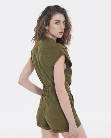  THE KOOPLES - Playsuit cổ tròn ngắn tay phối nút thời trang 