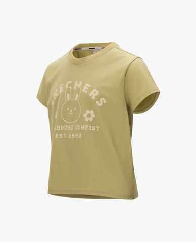  SKECHERS - Áo thun bé gái cổ tròn tay ngắn 
