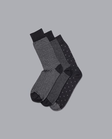  CHARLES TYRWHITT - Set 3 đôi vớ cổ cao nam Cotton 