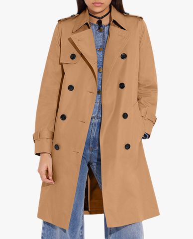  COACH - Áo khoác măng tô nữ dáng dài phối thắt lưng Trench 