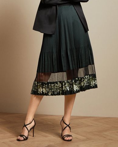  TED BAKER - Chân váy midi xếp li viền hoa Boniiee 