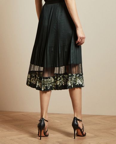  TED BAKER - Chân váy midi xếp li viền hoa Boniiee 