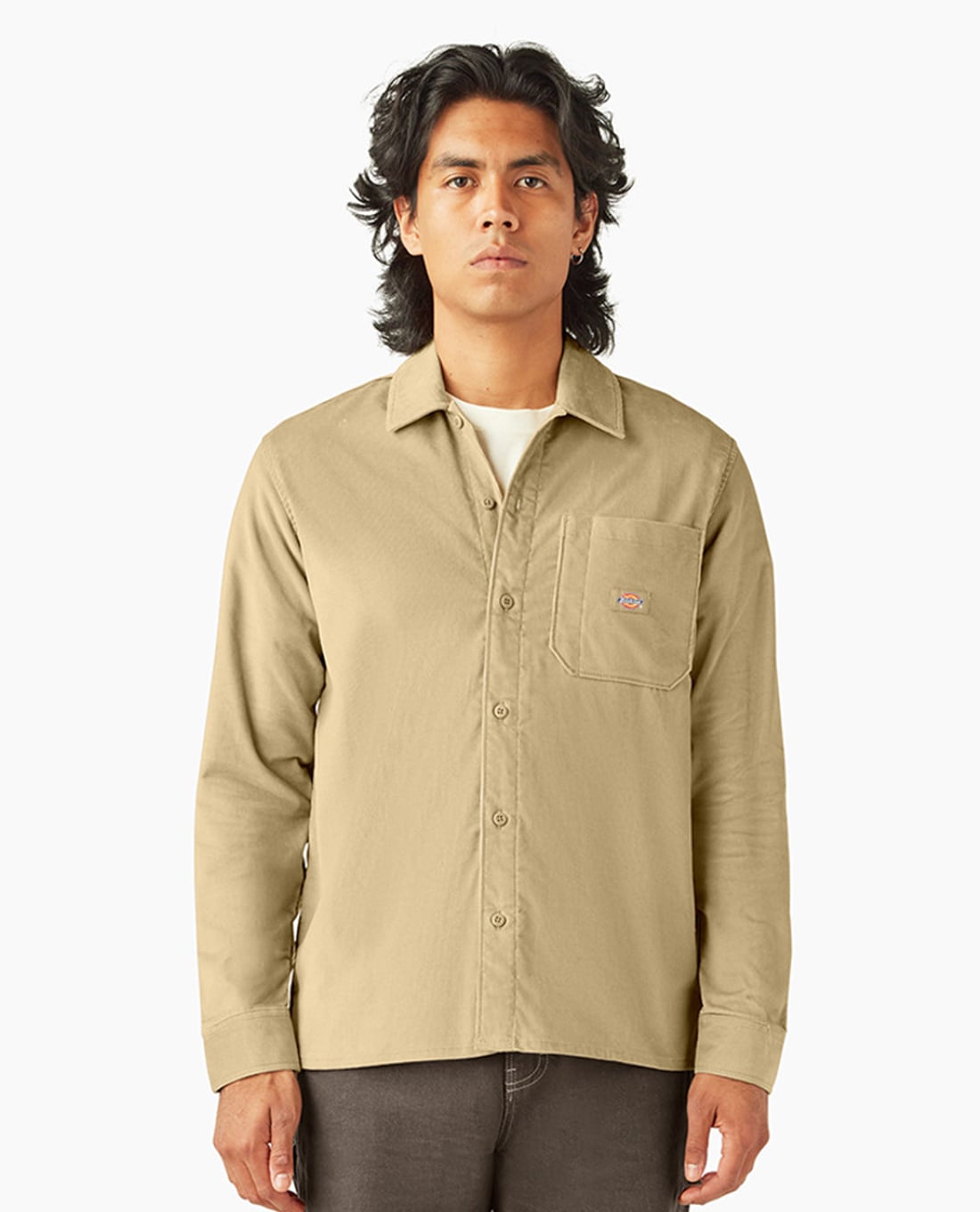 DICKIES - Áo sơ mi nam cổ bẻ tay dài phối logo thời trang