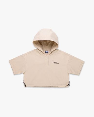  FILA - Áo hoodie nữ tay ngắn phối mũ Fiore Woven 