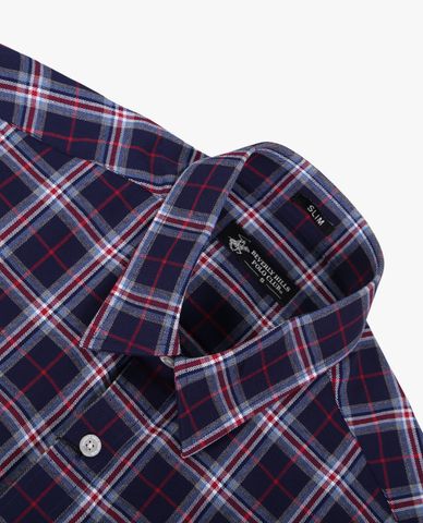  BEVERLY HILLS POLO CLUB - Áo sơ mi nam cổ bẻ tay dài sọc caro trẻ trung 