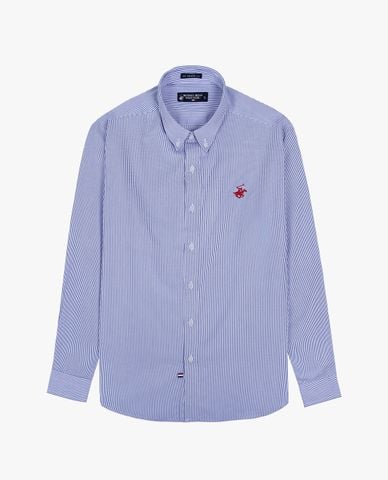  BEVERLY HILLS POLO CLUB - Áo sơ mi nam cổ bẻ tay dài kẻ sọc thời trang 