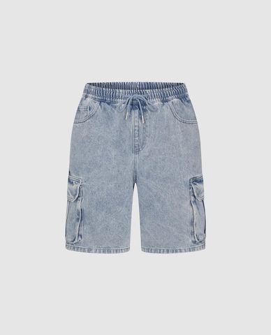  URBAN REVIVO - Quần short jeans nam lưng thun phối túi hộp 