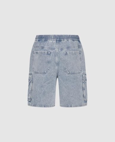  URBAN REVIVO - Quần short jeans nam lưng thun phối túi hộp 