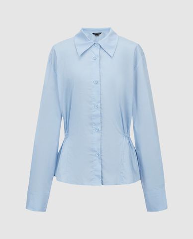  URBAN REVIVO - Áo sơ mi nữ cổ V tay dài chiết eo 