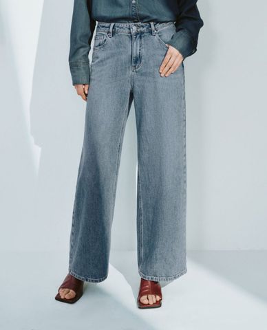  URBAN REVIVO - Quần jeans nữ ống rộng cá tính 