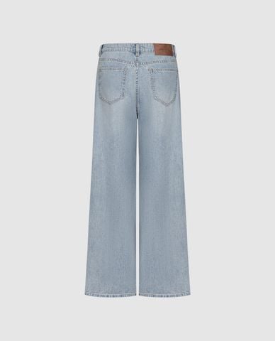  URBAN REVIVO - Quần jeans nữ ống rộng cổ điển 