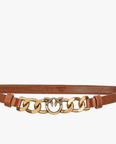  PINKO - Thắt lưng bản mảnh phối dây xích kèm logo Love Night 