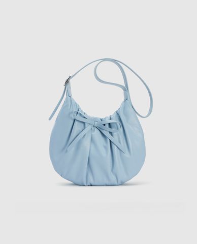  URBAN REVIVO - Túi đeo vai nữ hình bán nguyệt Bow Décor Ruched 