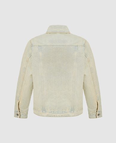  URBAN REVIVO - Áo khoác denim nam cổ bẻ tay dài wash bạc Button Up Loose 