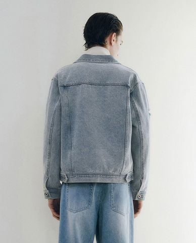  URBAN REVIVO - Áo khoác denim nam tay dài thời trang 