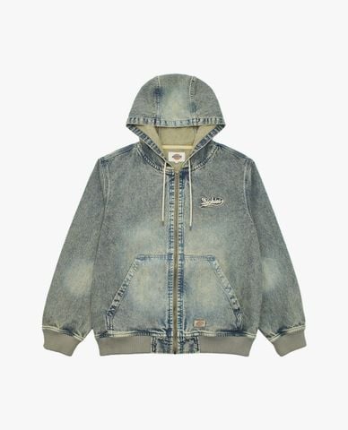  DICKIES - Áo khoác denim unisex phối mũ tay dài 