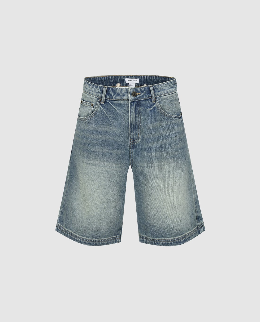 URBAN REVIVO - Quần short jeans nam ngang gối Leisure