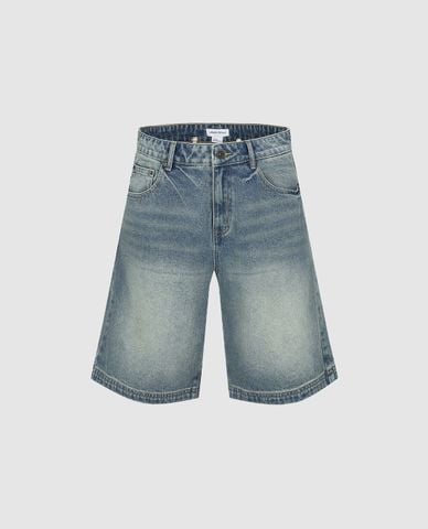  URBAN REVIVO - Quần short jeans nam ngang gối Leisure 