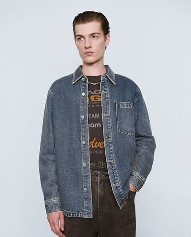  URBAN REVIVO - Áo khoác denim nam hiện đại 