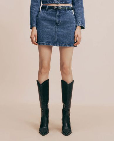  URBAN REVIVO - Chân váy denim mini phom chữ A nữ tính 