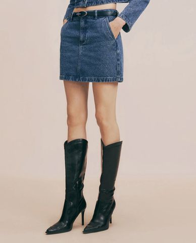  URBAN REVIVO - Chân váy denim mini phom chữ A nữ tính 