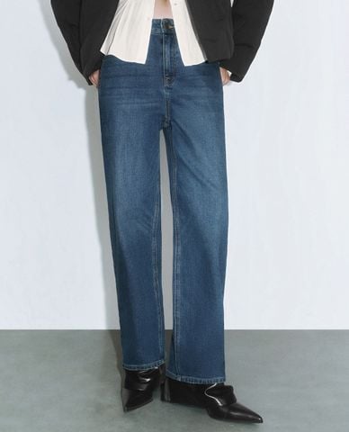  URBAN REVIVO - Quần jeans nữ ống đứng phom suông 