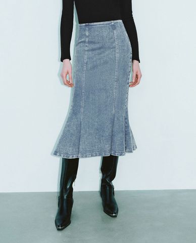  URBAN REVIVO - Chân váy denim nữ đuôi cá thời thượng 