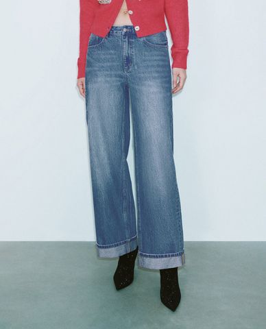  URBAN REVIVO - Quần jean nữ ống rộng thời trang 